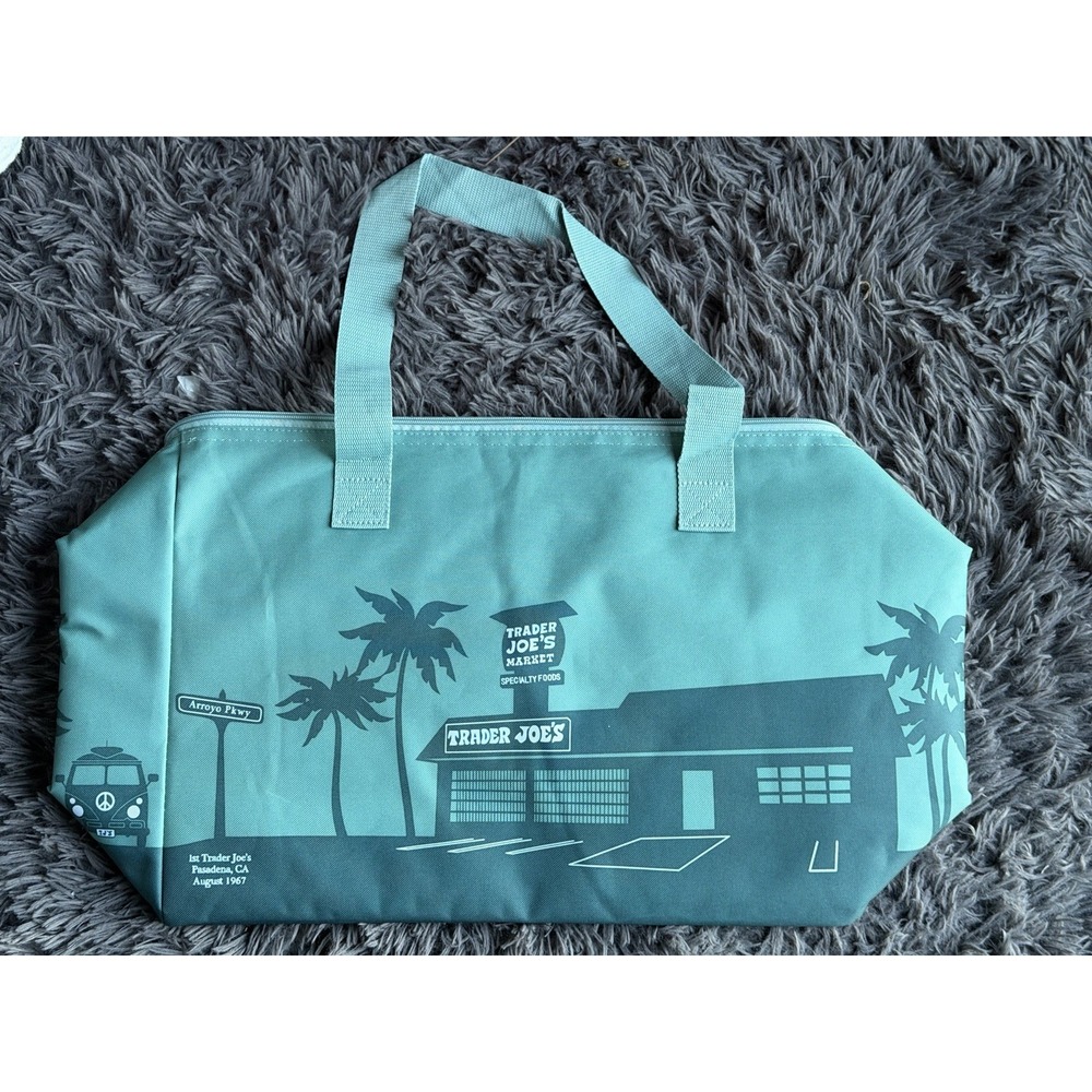 Trader Joe's 8 Gallons Reusable  Bag Cooler Large Insulated Tote Dusty Blue